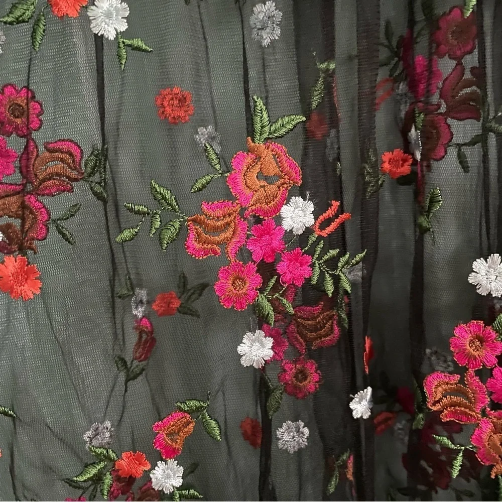 RD+KoKo Black Sheer Overlay Floral Maxi Dress Womens Med Short Sleeve Whimsigoth - Picture 6 of 12